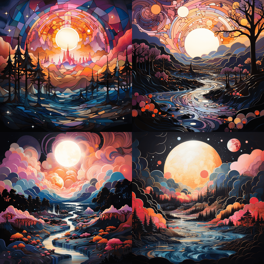 极简主义而又错综复杂的几何粉色景观之间的 - Midjourney Prompt