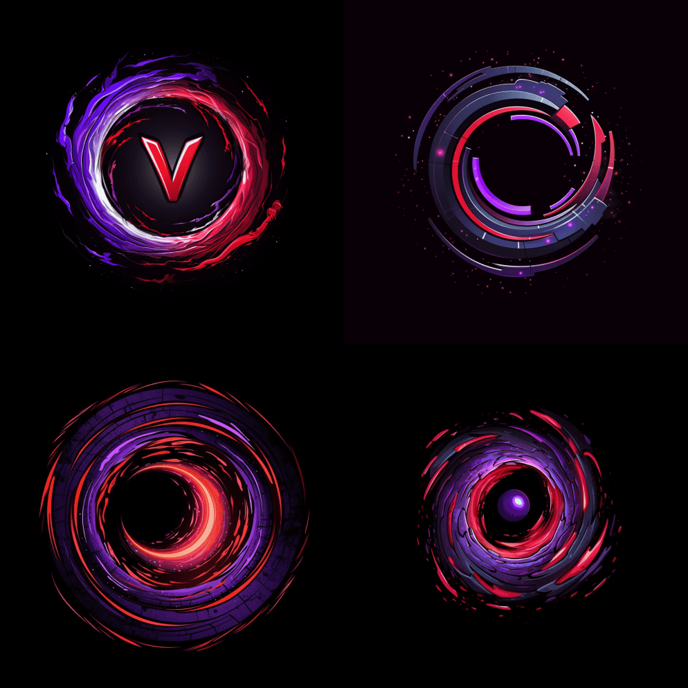 虫洞的矢量标志，紫色和黑色，红色高亮，科 - Midjourney Prompt