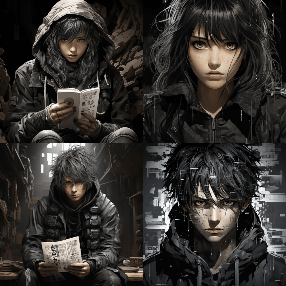 文本聚焦，无人，单色，灰色，黑色背景，漫 - Midjourney Prompt