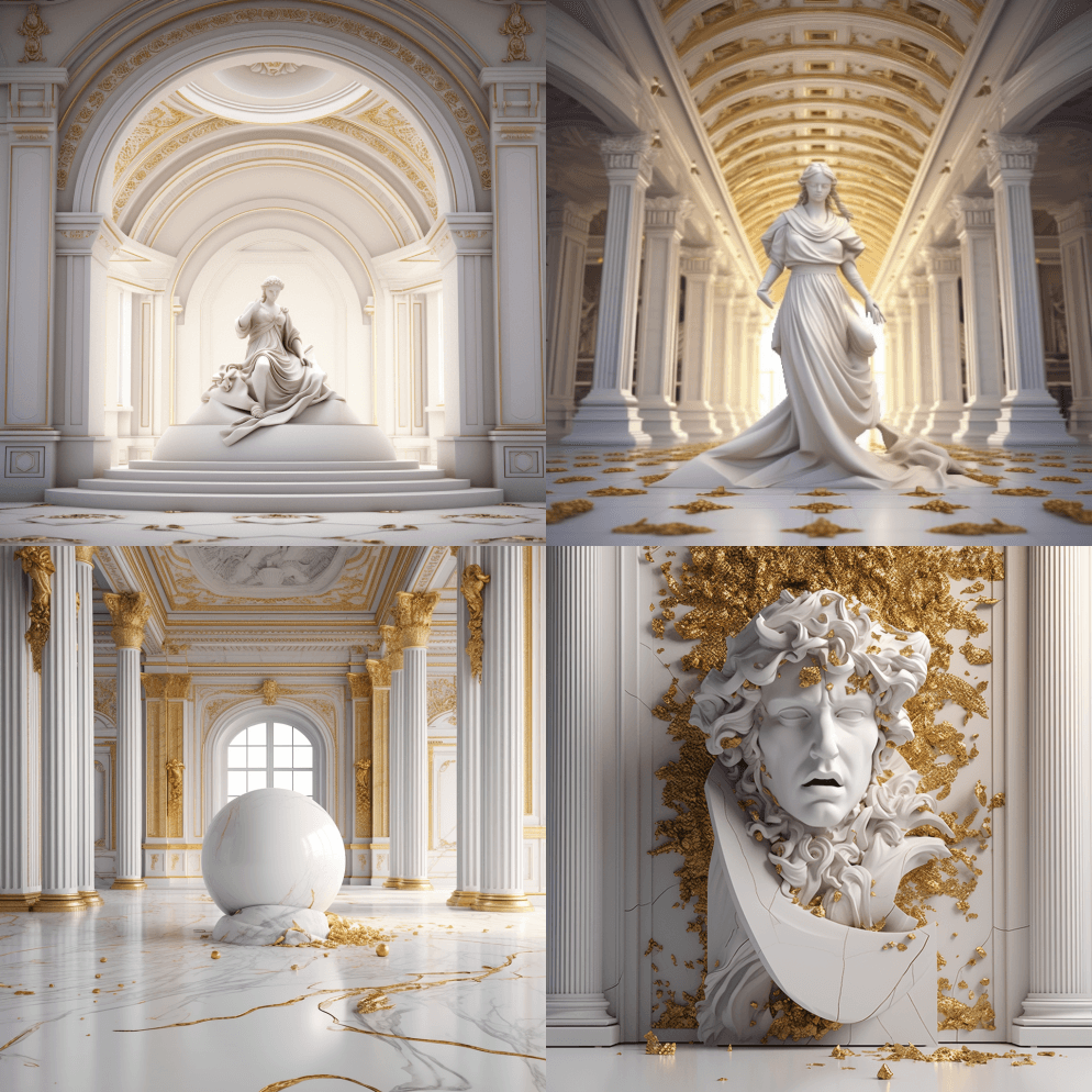 极简主义奢华设计，带有痛苦和痛苦，白色， - Midjourney Prompt