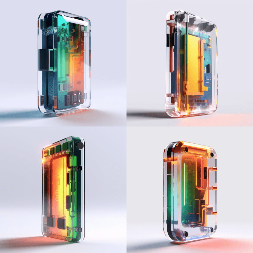 电源库，半透明熔体，机械，彩色塑料，工业 - Midjourney Prompt