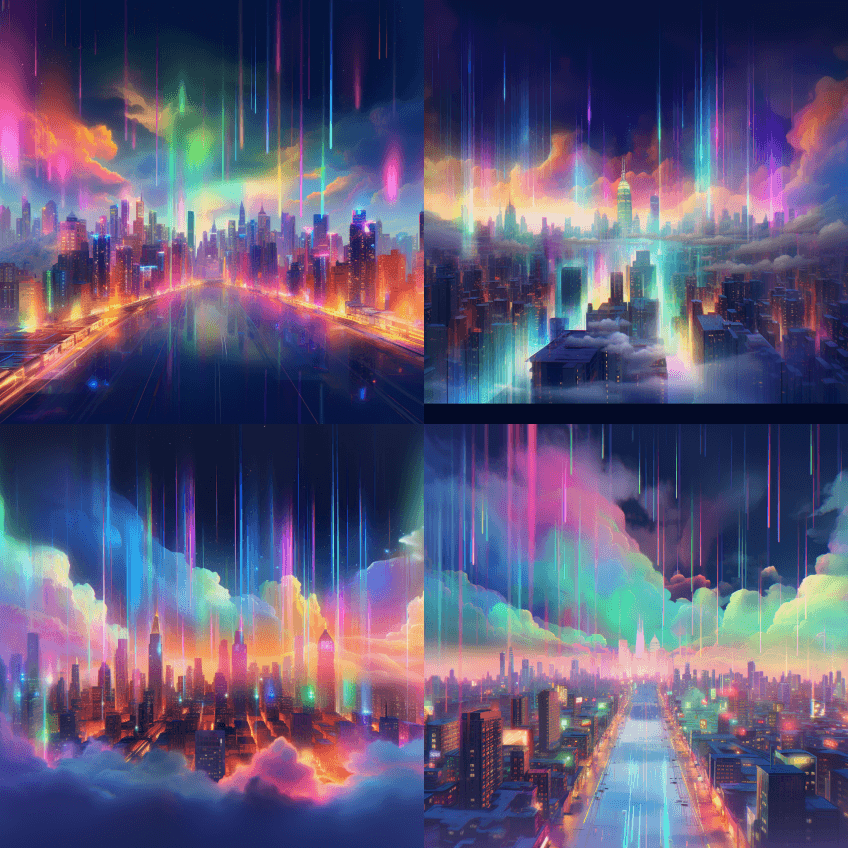 作为城市景观的3D矢量艺术数字抽象景观， - Midjourney Prompt