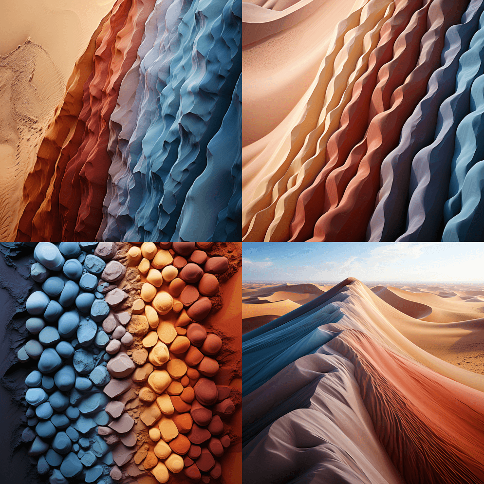 从天空俯瞰，国家地理摄影沙漠中的沙丘黑色 - Midjourney Prompt