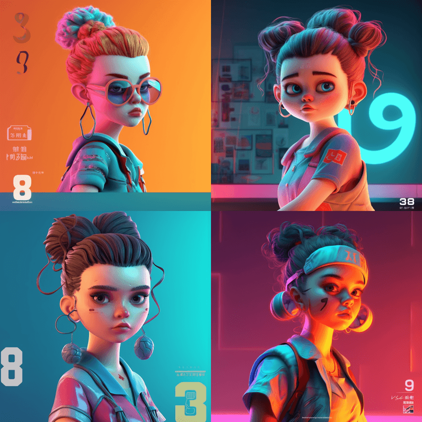 一个超级可爱的运动女孩,穿着篮球背心,蓝 - Midjourney Prompt