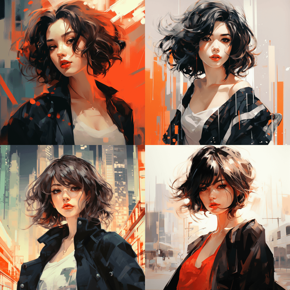 《迷人的日本女人》，作者：Ilya Ku - Midjourney Prompt