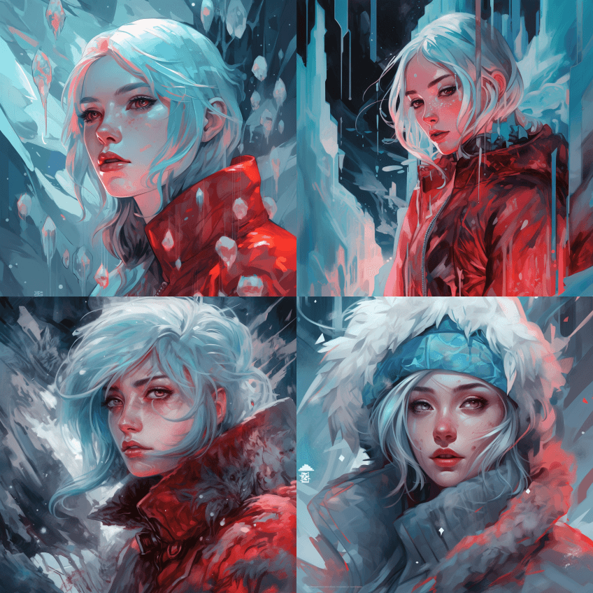 被遗忘的冰地女巫，超强反光的冰墙镜子，强 - Midjourney Prompt