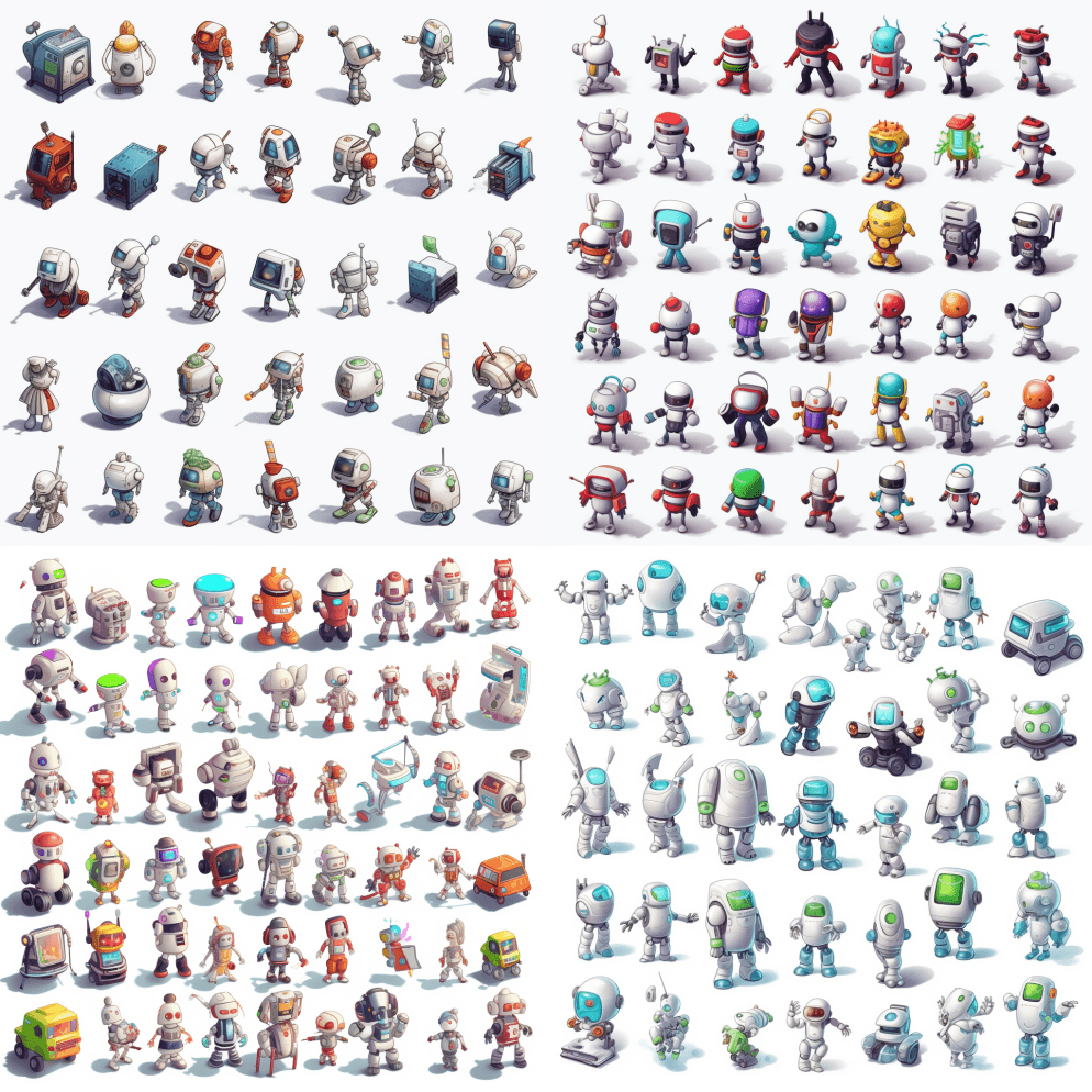 小型创意异想天开的SCI-IF机器人角色 - Midjourney Prompt