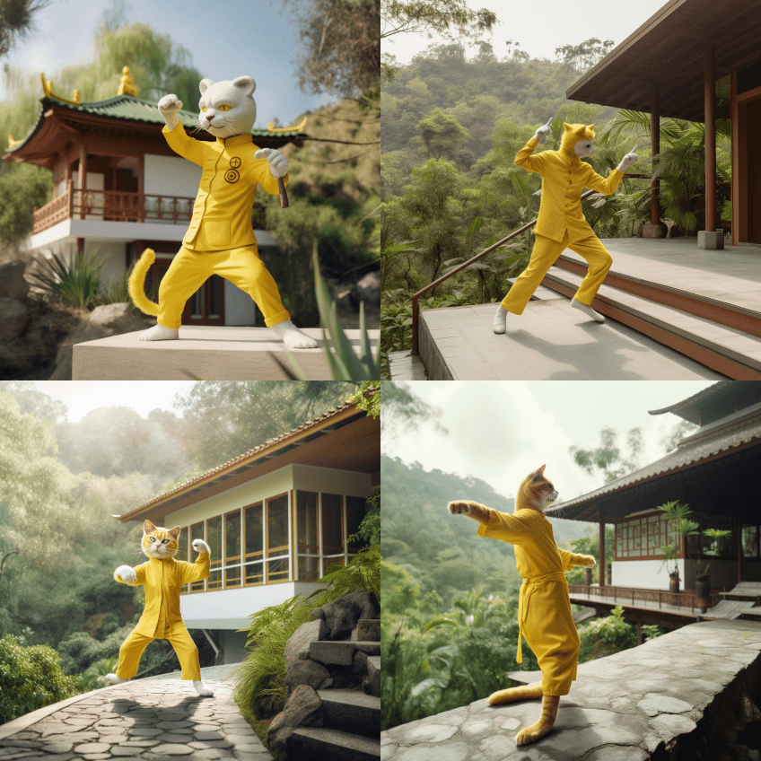 木偶猫打太极就是一座白色的世纪中叶现代住 - Midjourney Prompt