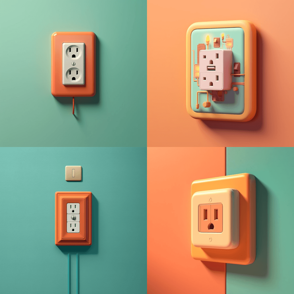 墙上的电气插座、UX/UI设计、插图、环 - Midjourney Prompt