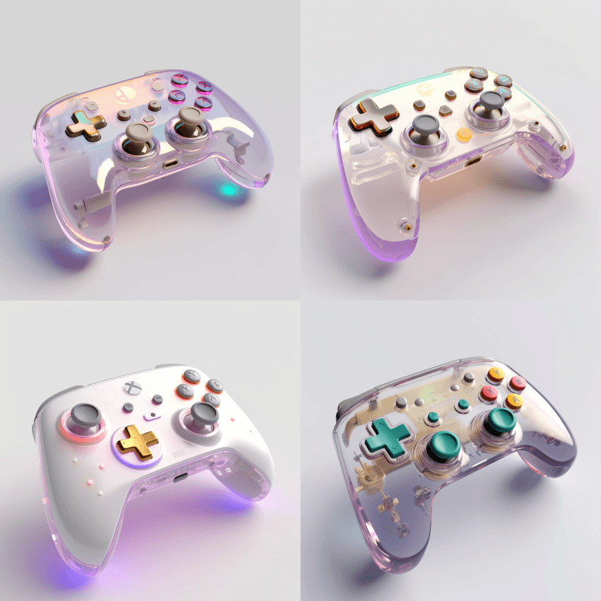控制器，彩色，半透明机身，由节食公羊设计 - Midjourney Prompt