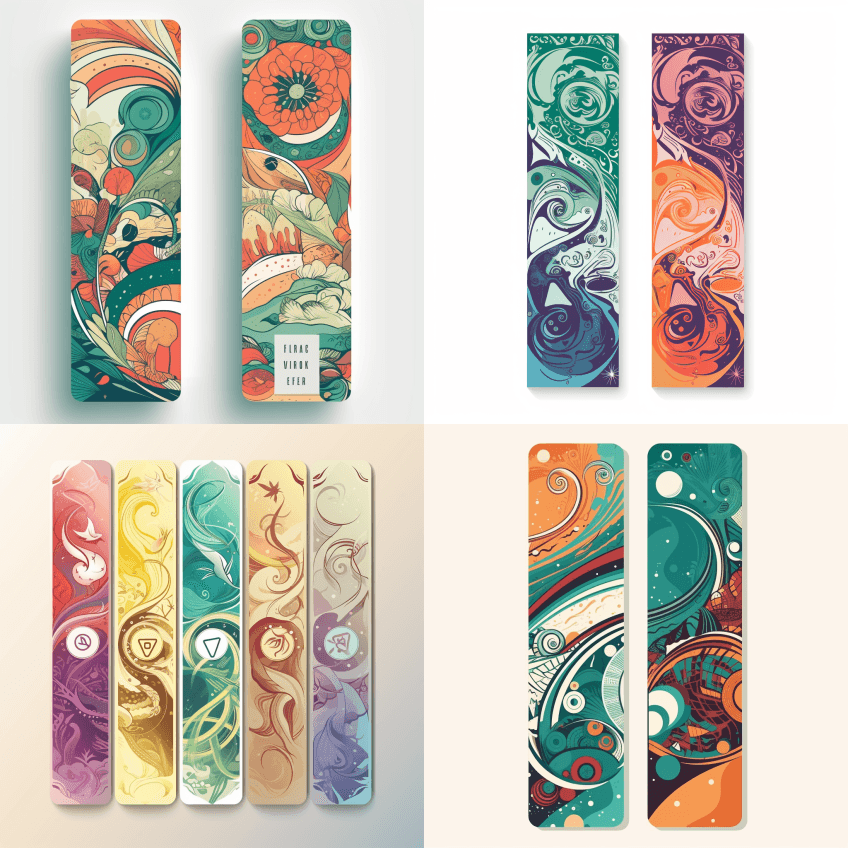 矩形书签，插图，终极飞盘，灵感来自自然元 - Midjourney Prompt