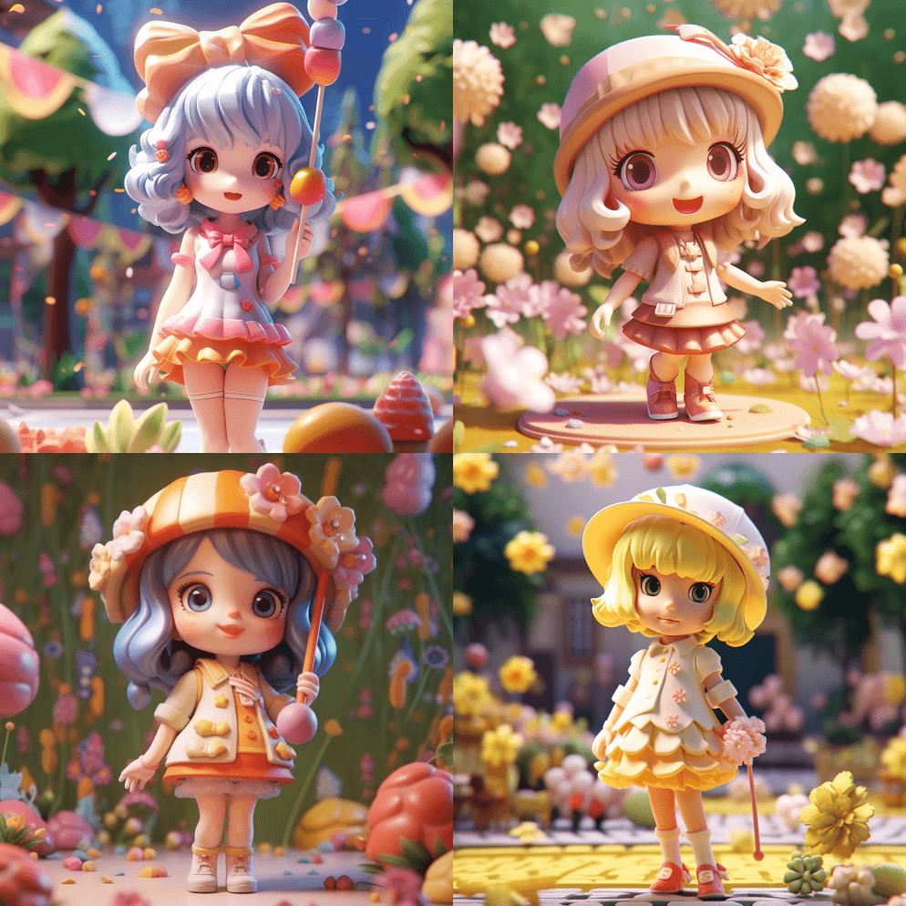 POP MART超可爱少女IP，鲜花盛开 - Midjourney Prompt