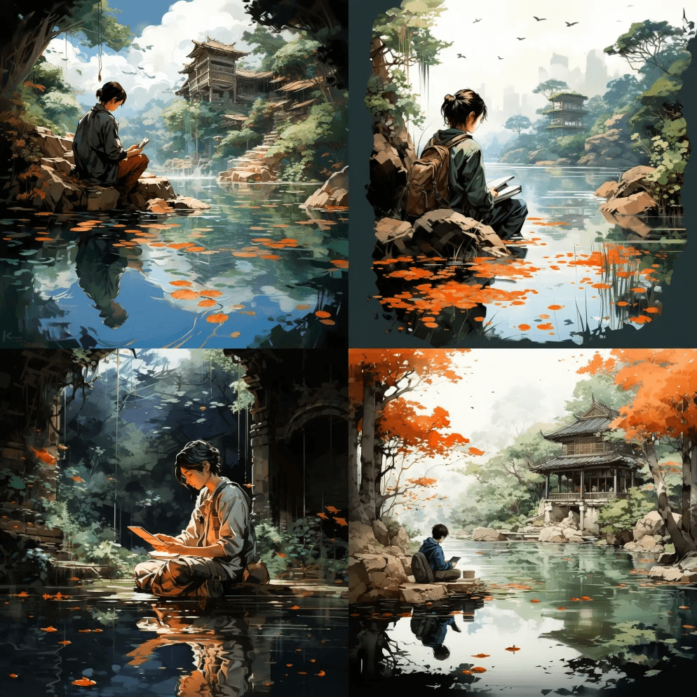 极简主义动漫书呆子在吉卜力工作室和吉田明 - Midjourney Prompt