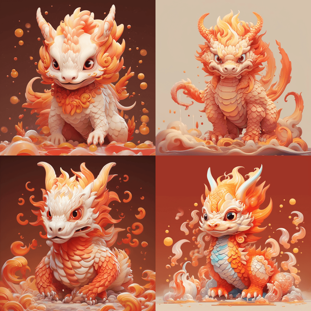 中文大篷车，龙宝宝，中国宝宝，混合生物组 - Midjourney Prompt