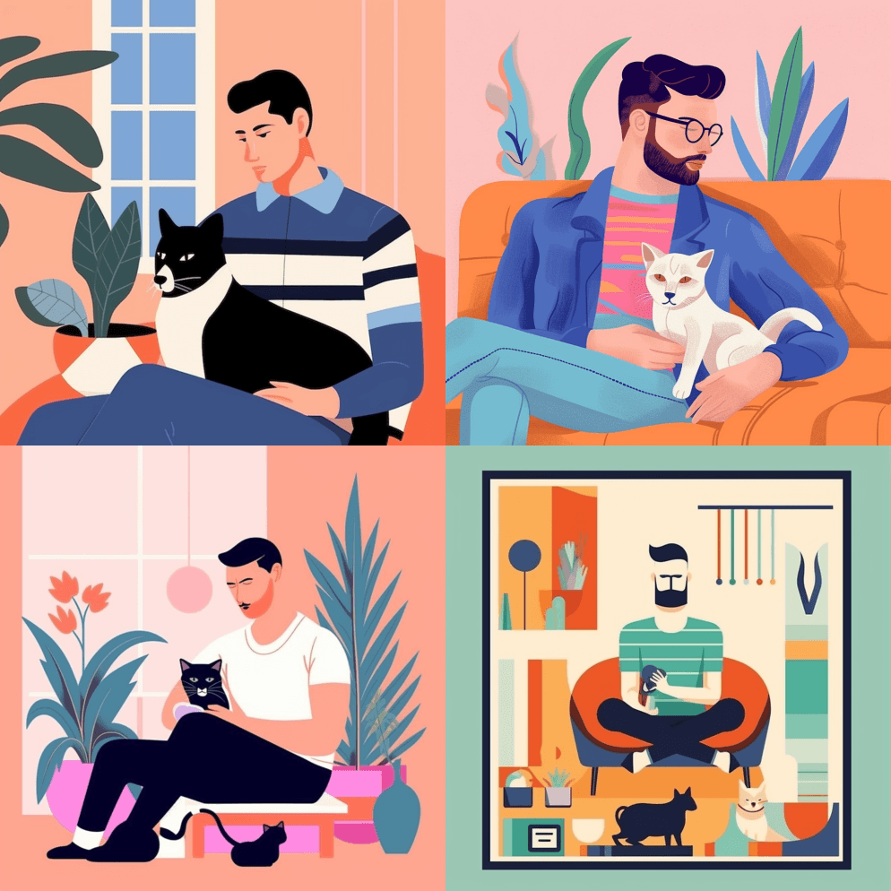 极简主义时尚潮流Etsy海报讲述家养宠物 - Midjourney Prompt