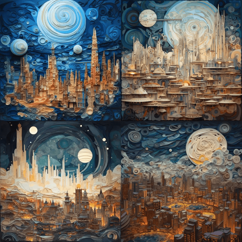 星球大战中的夜间科洛桑城市，低洼的积云， - Midjourney Prompt