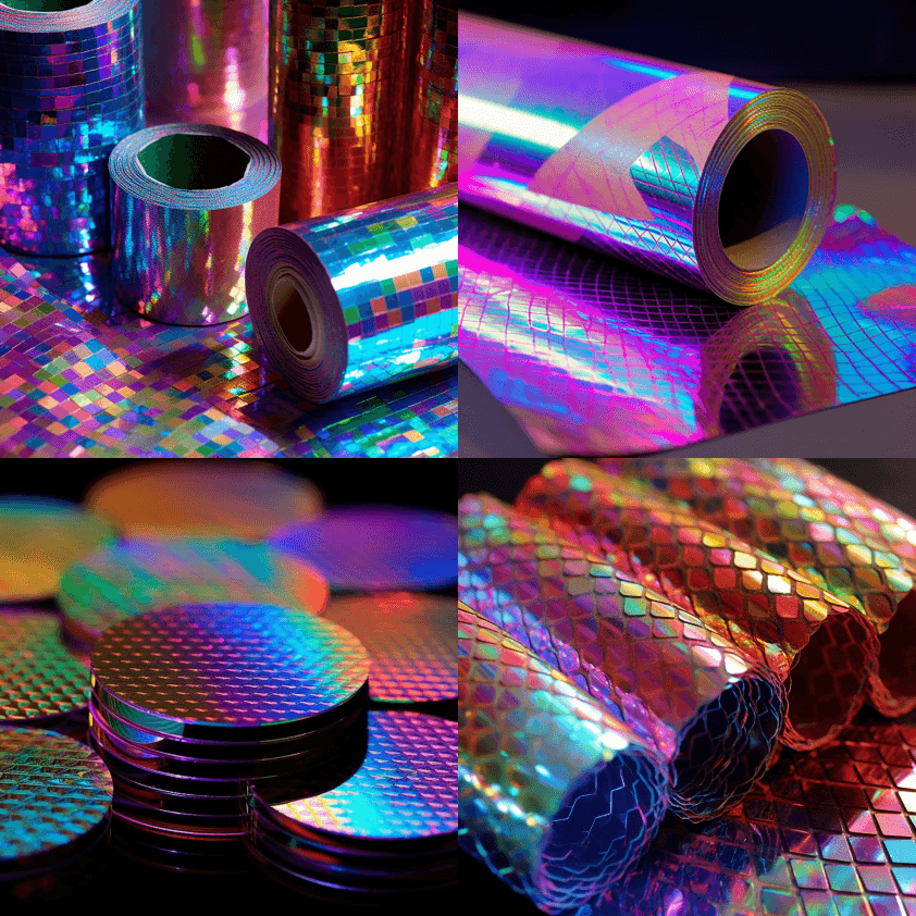 全息材料在运动中闪烁 - Midjourney Prompt