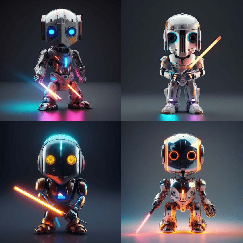 可爱的小助手机器人，星球大战题材，用五颜 - Midjourney Prompt
