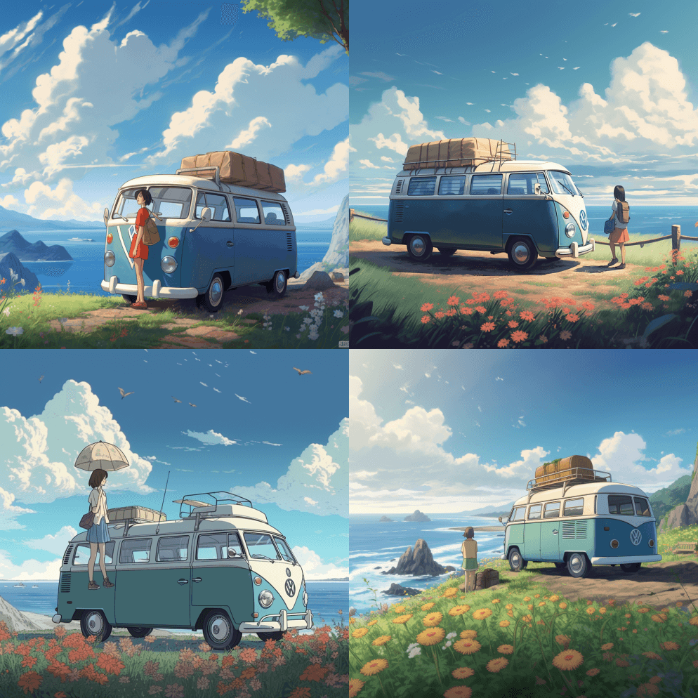 宫崎骏风格，吉卜力风格，透视构图，一个女 - Midjourney Prompt