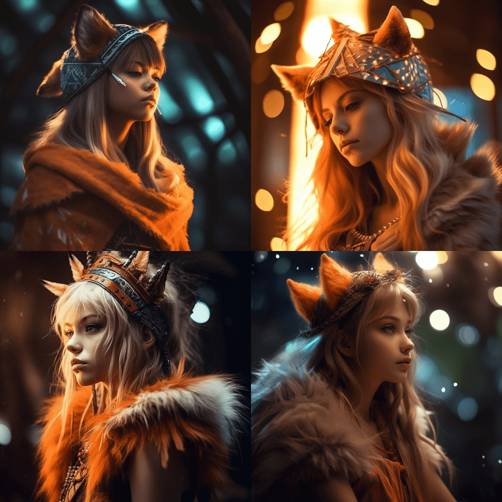 侧景，半身拍摄，可爱的森林女孩18yo， - Midjourney Prompt