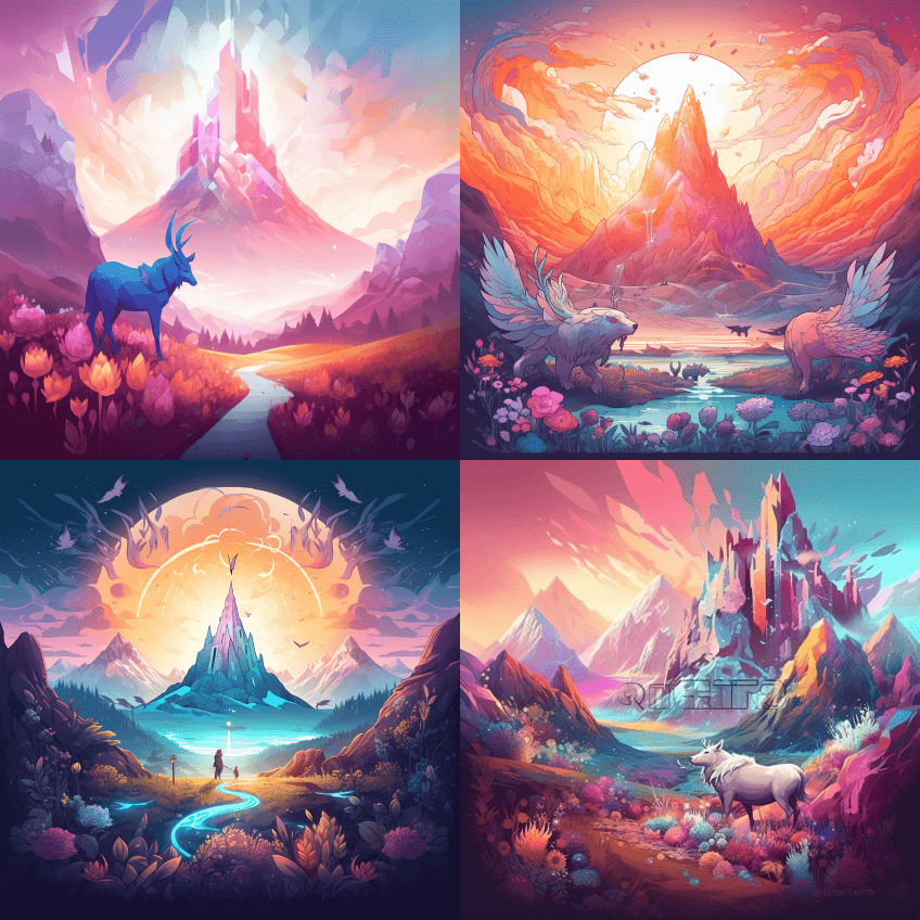 矢量插图，原始光在前景中晶莹剔透，背景是 - Midjourney Prompt