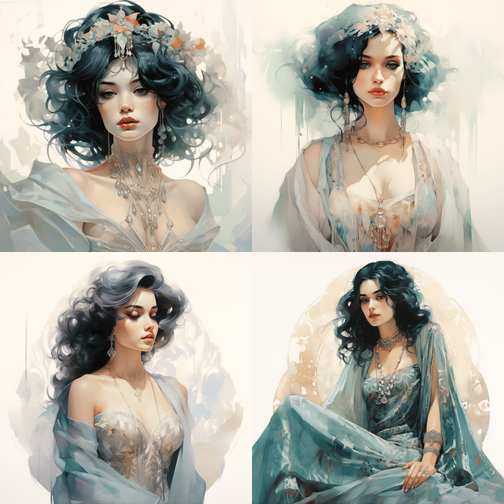 波斯公主的虚幻女神，有着令人惊叹的衣服， - Midjourney Prompt