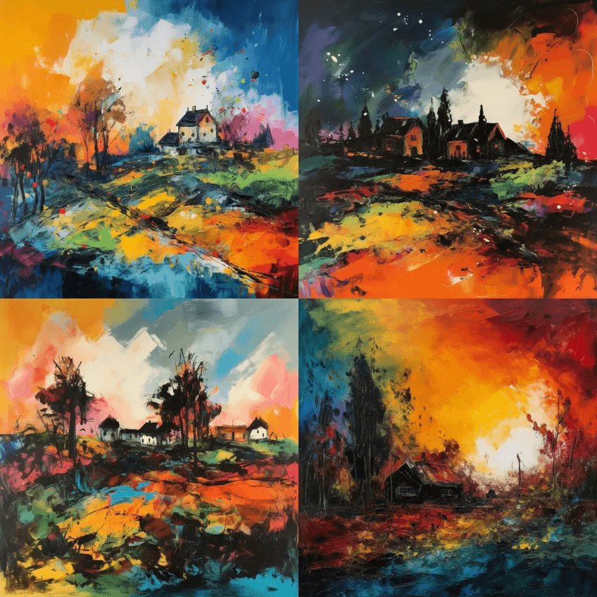 将颜料粉末洒在画布上，创造出美丽、充满活 - Midjourney Prompt