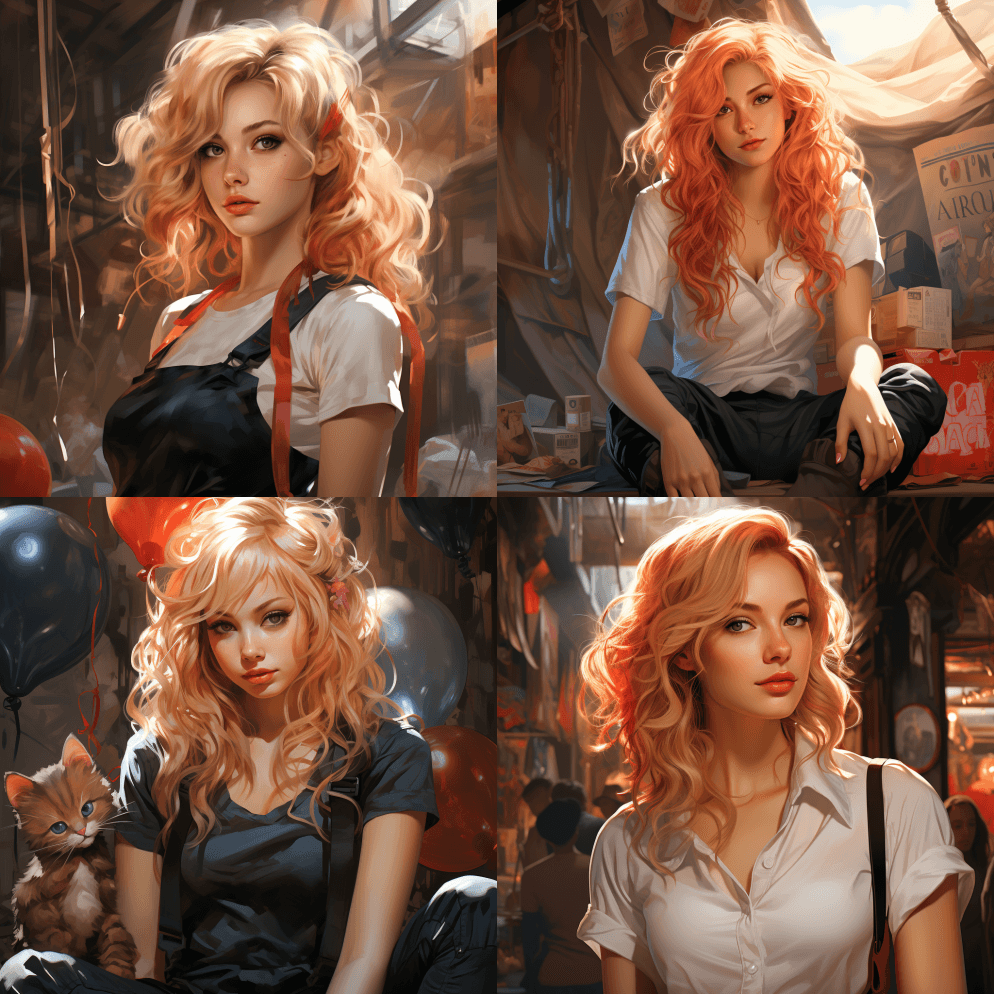 水手月亮，蹲在地上，卡哇伊，水蓝色，红色 - Midjourney Prompt