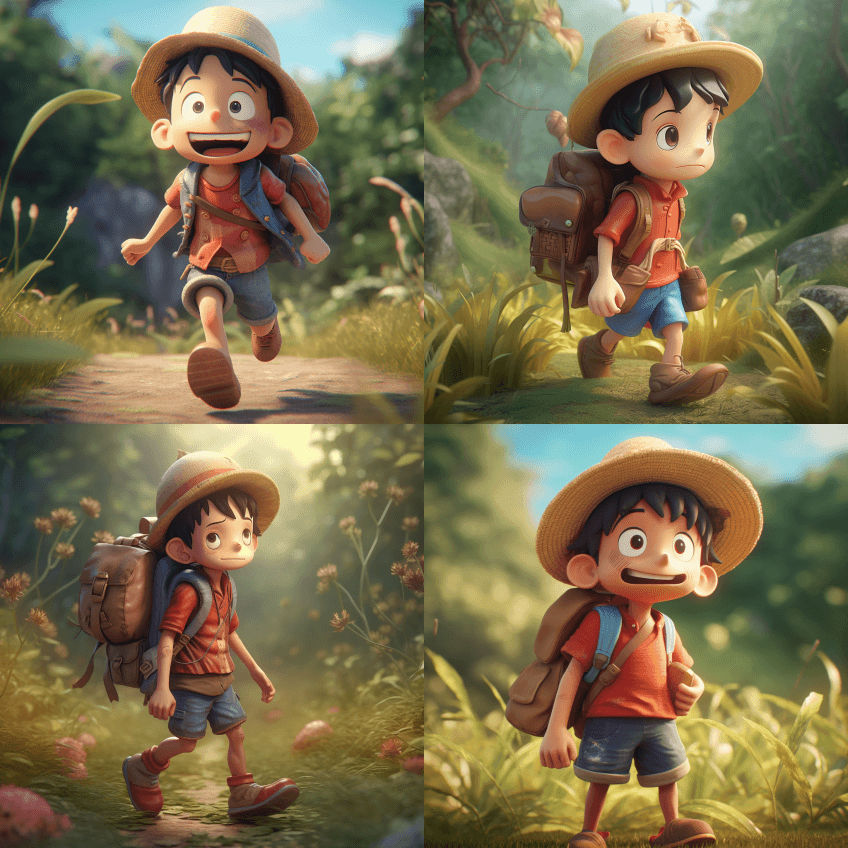 一个非常可爱的Luffy，五官清晰，眼部 - Midjourney Prompt