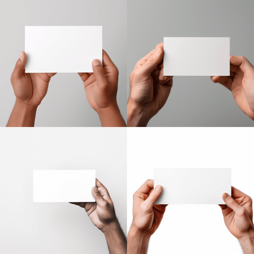 手持白卡，白色背景，逼真的描绘，超高清图 - Midjourney Prompt