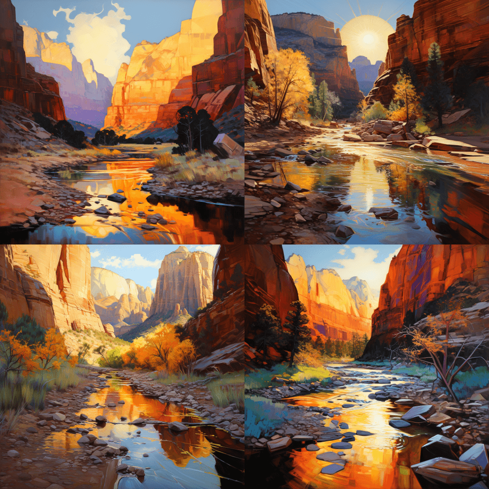 乔治·卢克斯和爱德华·莫兰，《黄金时刻》 - Midjourney Prompt