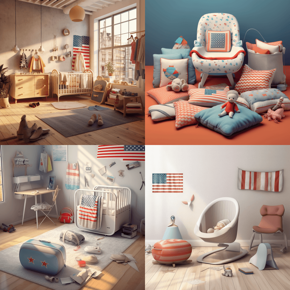 美国婴儿用品市场一图亮丽与相亲，温馨而美 - Midjourney Prompt