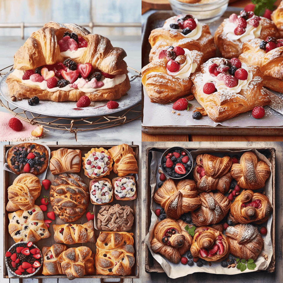 Viennoiserie混合了浆果和樱桃 - Midjourney Prompt