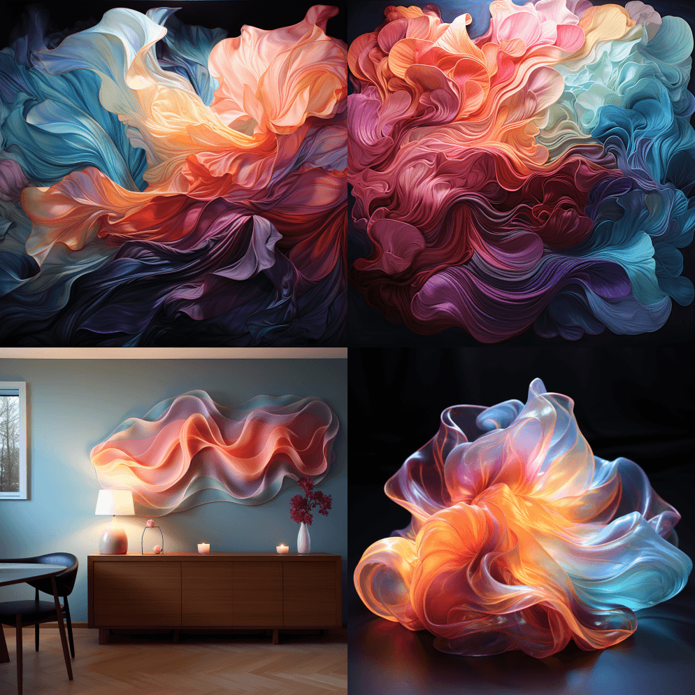 一幕迷人的场面展开了。让人想起黑暗背景中 - Midjourney Prompt