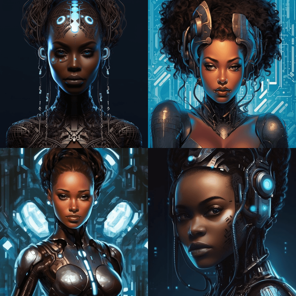 一个身材丰满，美丽的乌木棕色的网络遗传女 - Midjourney Prompt