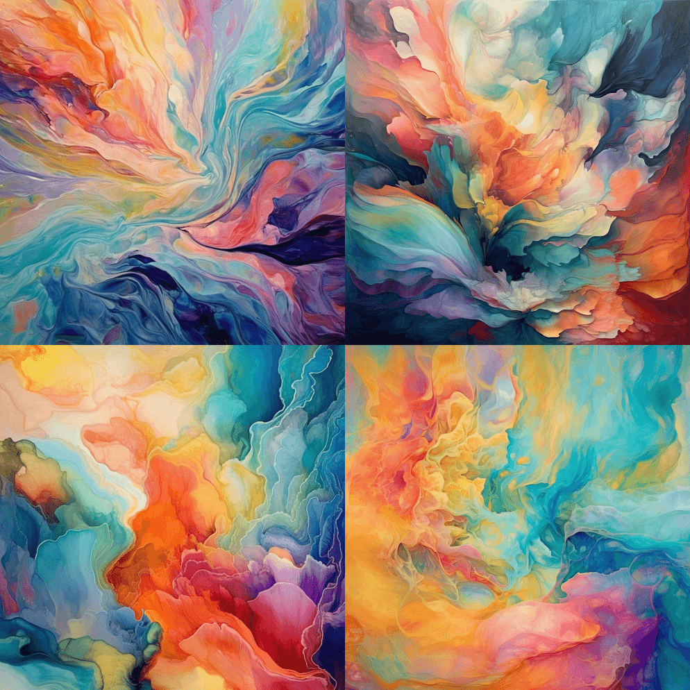 美丽的色彩抽象设计，舒缓的感觉，获奖的心 - Midjourney Prompt