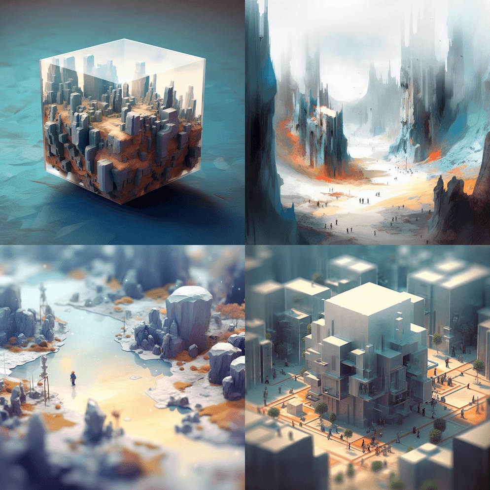 在极简主义天使般的环境中，稀疏而广阔的虚 - Midjourney Prompt