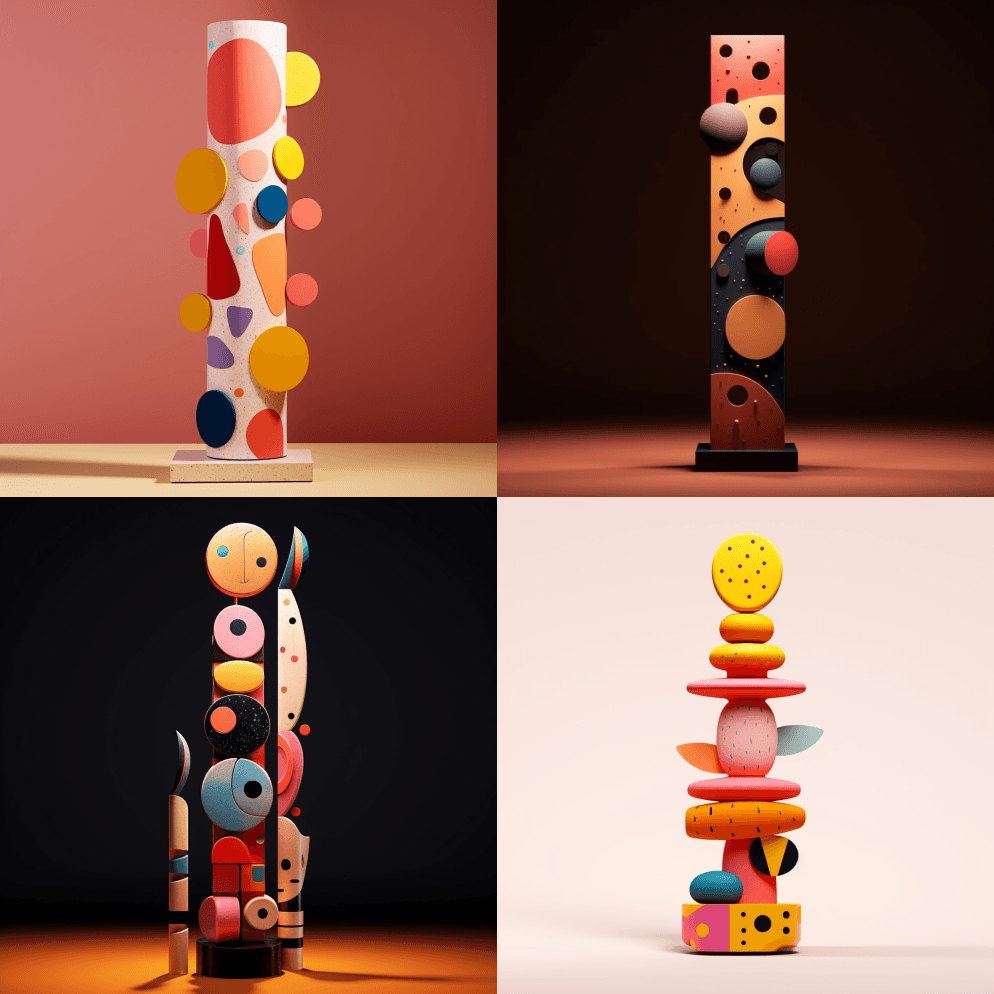 异想天开的极简主义图腾柱，融合了充满活力 - Midjourney Prompt