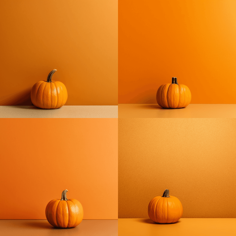 一张带有复制空间的极简主义橙色南瓜背景的 - Midjourney Prompt