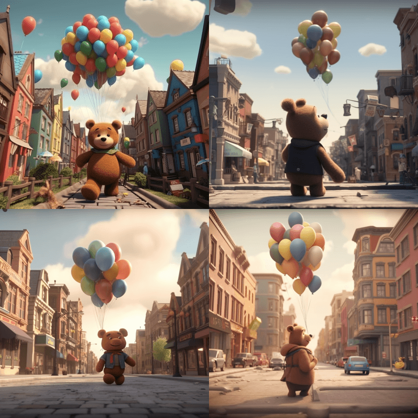 一个非常详细的皮克斯风格的动画泰迪熊拿着 - Midjourney Prompt