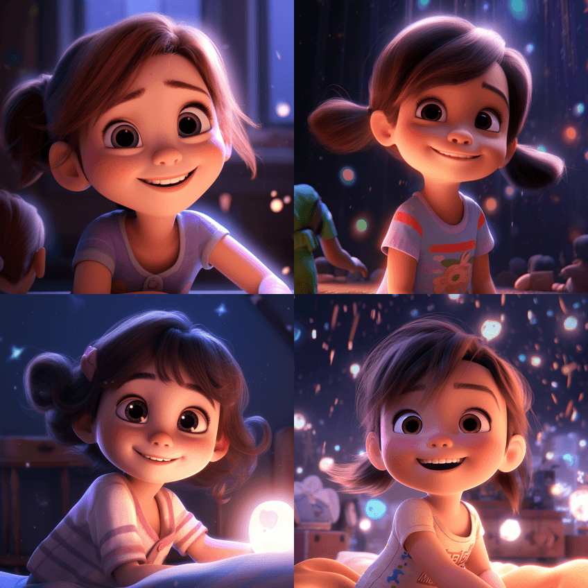 在一个温馨的迪士尼·皮克斯卡通风格的插图 - Midjourney Prompt