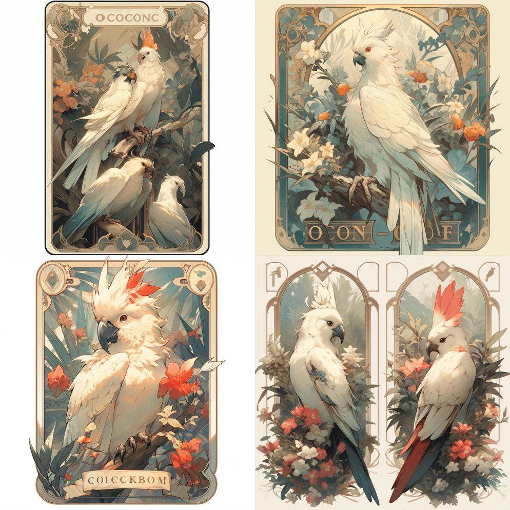 鹦鹉塔罗牌，约翰尼斯·杰拉尔德斯·科勒曼 - Midjourney Prompt