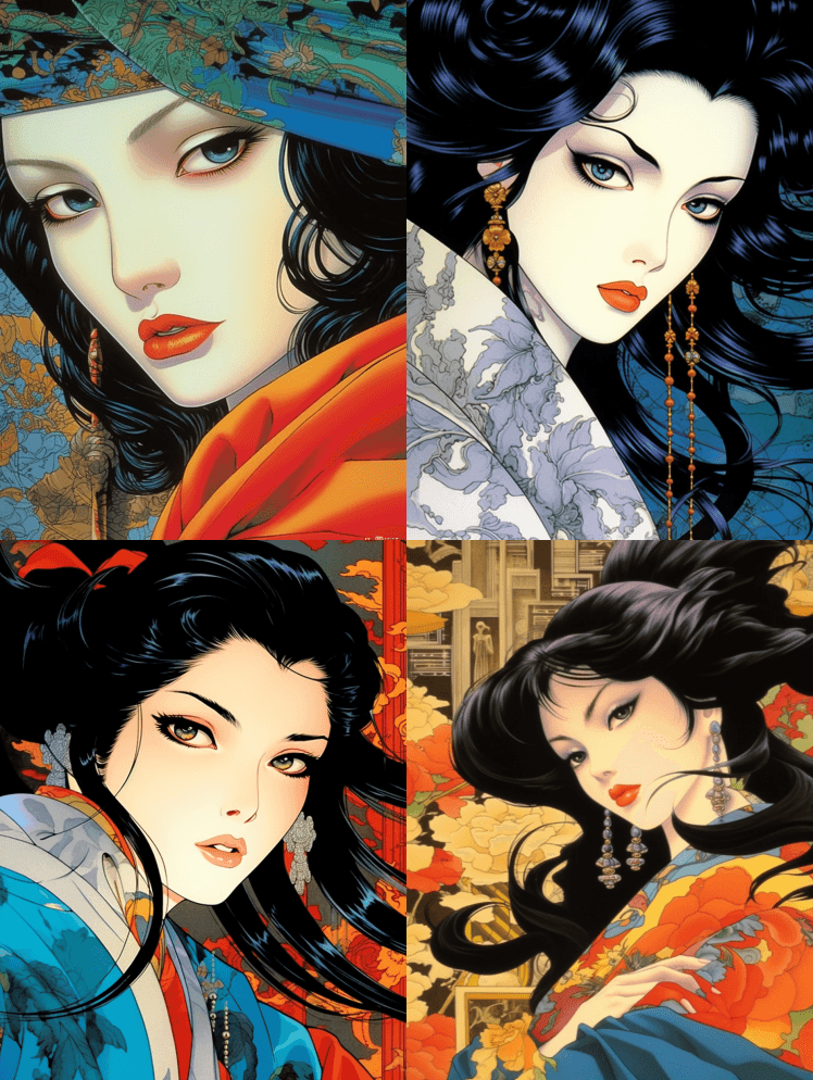 美丽的女性置身于美丽的古代天堂，美丽迷人 - Midjourney Prompt