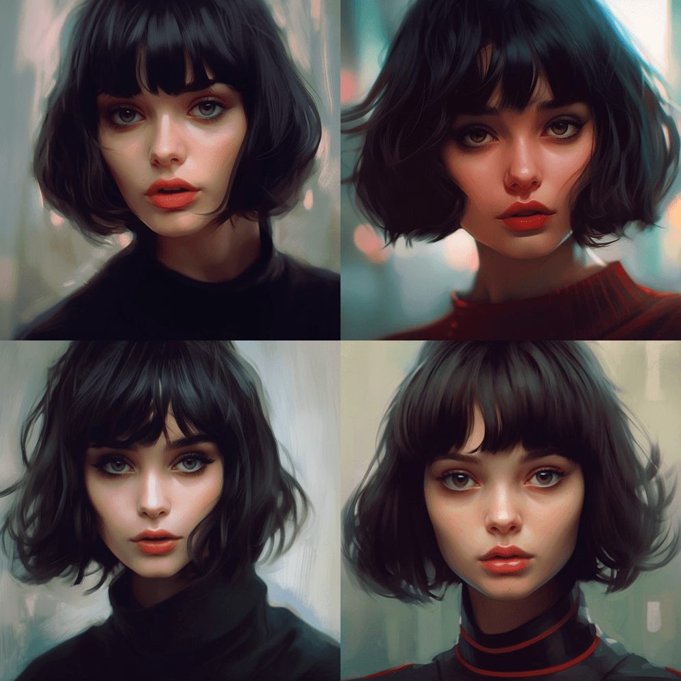 一张短发女孩的特写，流行于CG社会，e  - Midjourney Prompt