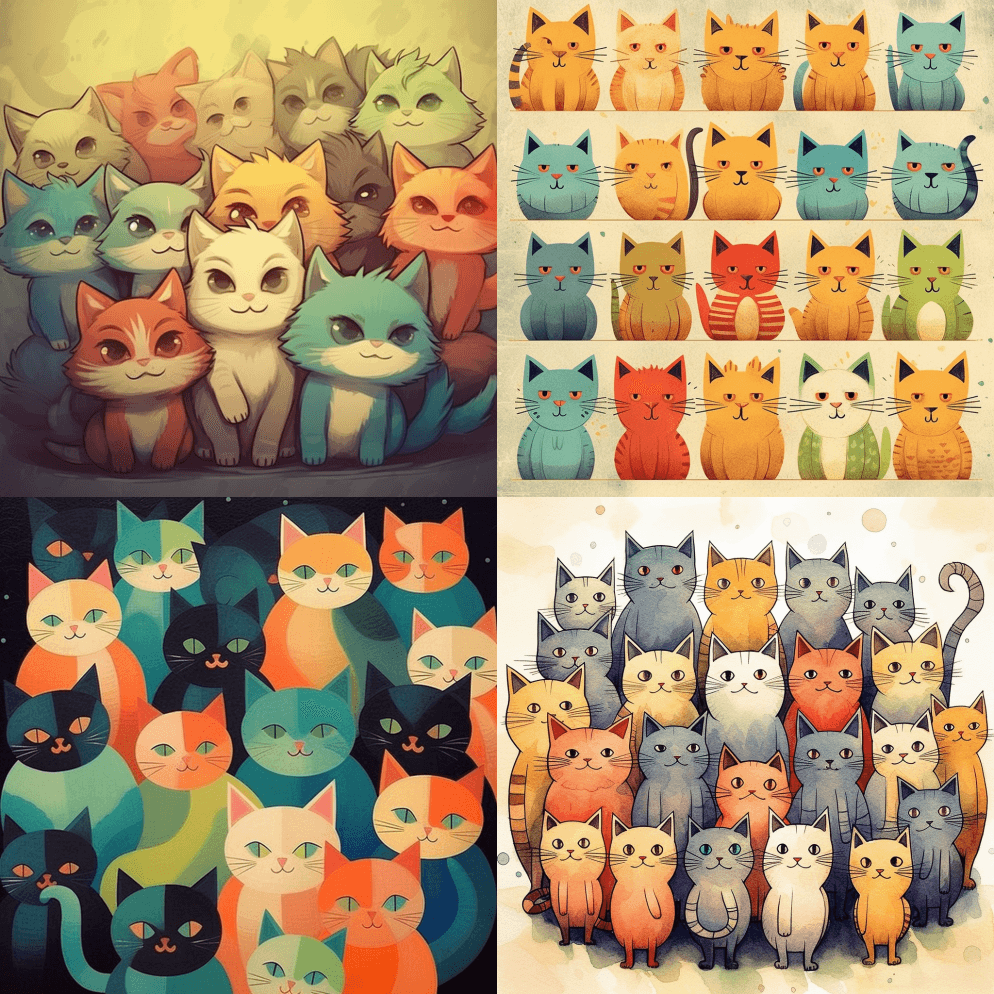 可爱的猫，Friz Freleng的风格 - Midjourney Prompt