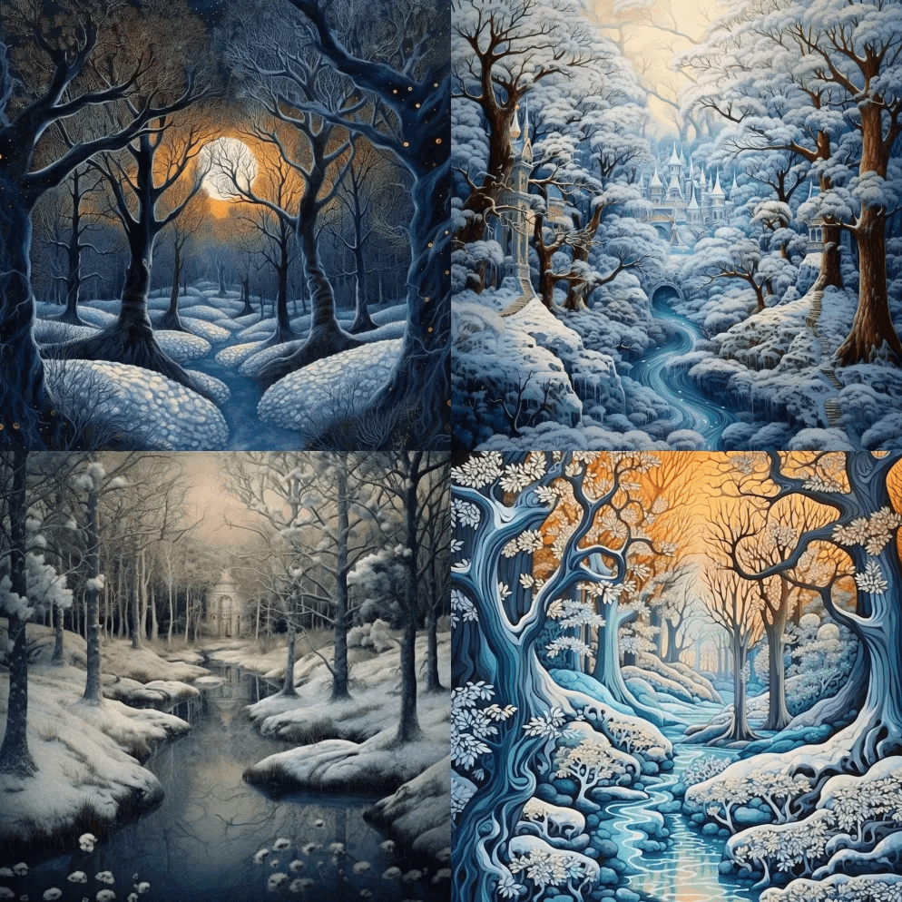 纳尼亚风格的风景，神奇的，神秘的，图案 - Midjourney Prompt