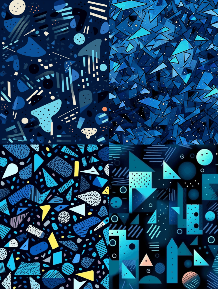 抽象的不对称几何背景，精细的半色调图案， - Midjourney Prompt