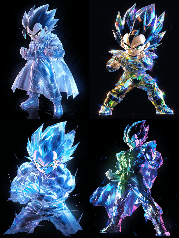 龙珠织女座穿着半透明荧光全息雨衣，全身， - Midjourney Prompt