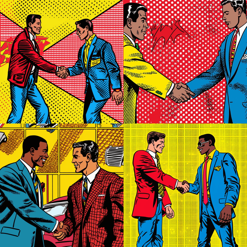 这张照片捕捉到了两个非裔美国人握手的瞬间 - Midjourney Prompt