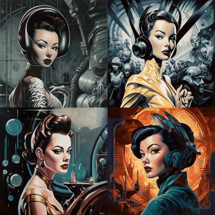 美丽的黑色波普超现实主义现代艺术灵感来自 - Midjourney Prompt